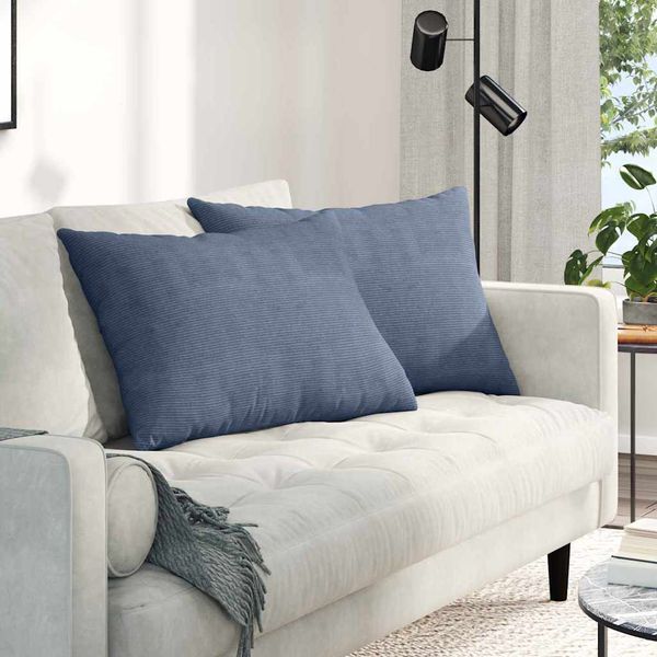 vidaXL Vankúše na pohovku 2 pcs Modrá 70 x 50 cm Kordúrová tkanina