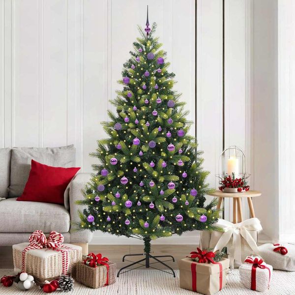 vidaXL Umelý skladací vianočný stromček 300 LED diód Zelená 180 cm