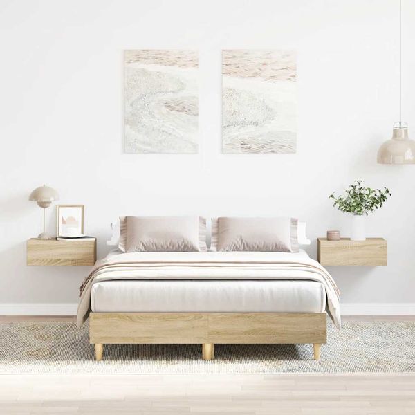 vidaXL Posteľný rám bez matraca dub sonoma 140x190 cm kompozitné drevo