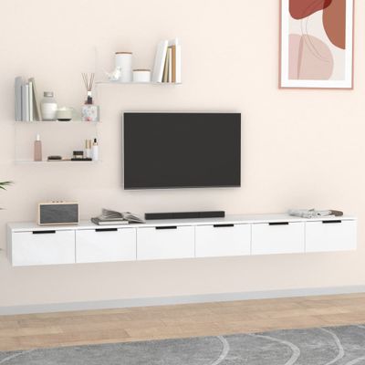 vidaXL Nástenné skrinky 2 ks biele 102x30x20 cm spracované drevo