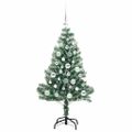 vidaXL Umelý vianočný stromček, snehom obalený, s LED svetlom 120 cm