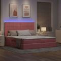 vidaXL LED úložná posteľ s matracom Ružová 160 x 200 cm Zamat