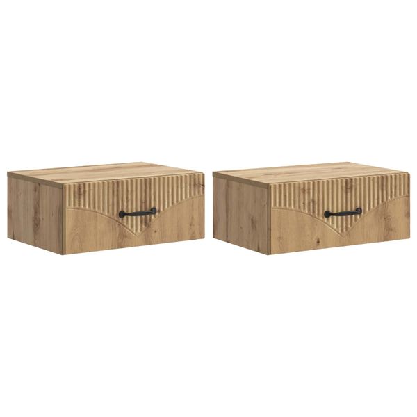 vidaXL Nástenná nočná skrinka 2 pcs Dub artisan 49 x 34,5 x 20 cm