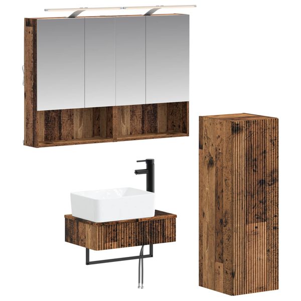 vidaXL Set kabinetov do kúpeľne 4 pcs Staré drevo 50 x 14,5 x 70 cm