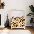 vidaXL Držiak na polená s kolieskami 76,5x40x108 cm masívna borovica