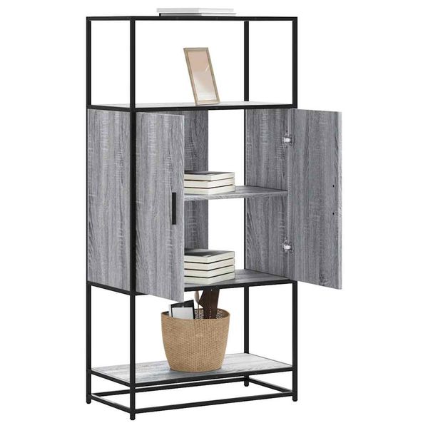 vidaXL Vysoká skrinka sivý dub sonoma 68x35x139cm kompozitné drevo+kov