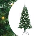vidaXL Rohový umelý vianočný strom s 150 LED-i Zelená 120 cm PVC a kov