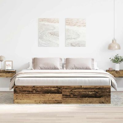 vidaXL Posteľný rám bez matraca staré drevo 200x200cm kompozitné drevo
