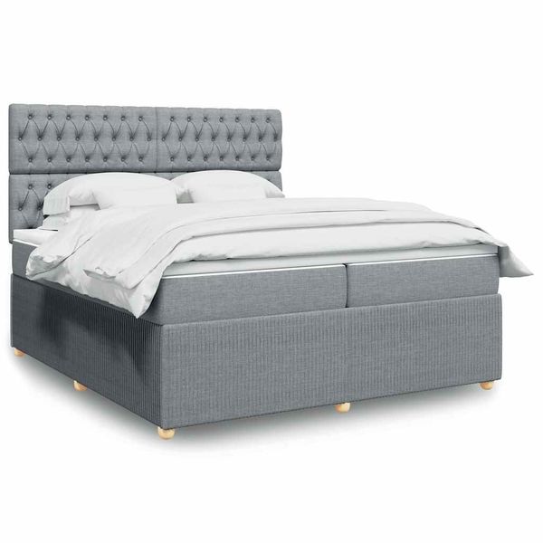 vidaXL Posteľný rám boxsping s matracom bledosivý 200x200 cm látka