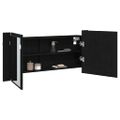 vidaXL Zrkadlový kabinet s LED Čierny dub 100 x 12 x 45 cm