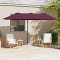 vidaXL Slnečník Bordeaux červená 372 x 198 x 243 cm Polyester a hliník