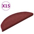 vidaXL Schodové rohože 15 ks 56x17x3 cm bordové polkruhové