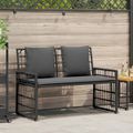 vidaXL Vonkajšia lavička 2 -Seater 116 x 55 x 82 cm Oceľ a poly ratan