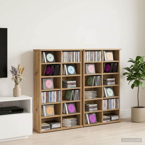 vidaXL CD Skrinka 2 ks Dub artisan 60 x 17 x 92 cm Kompozitné drevo