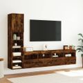 vidaXL 4-dielne TV nástenné skrinky s LED dymový dub kompozitné drevo