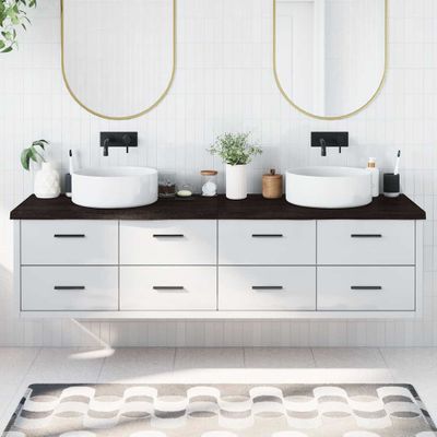 vidaXL Kúpeľňová doska tmavohnedá 200x60x(2-4) cm ošetrený masív