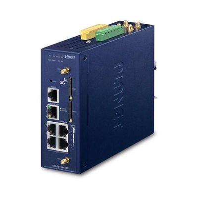Planet dual 5G/LTE bezpečnostná brána, 2x WAN + 3x LAN, DI/DO, GPS, WiFi, DIN, IP30, -45/+75°C, dual 9-54VDC Bezpečnostná brána, 3x LAN, 1x LAN/WAN, 1x WAN, 5G NR, LTE, GPS, 2x SIM slot, Wi-Fi, DIN, IP30, -40 až +75°C, dual DC 9-54V