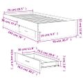 vidaXL Posteľný rám so zásuvkami dymový dub 75x190 cm kompozitné drevo
