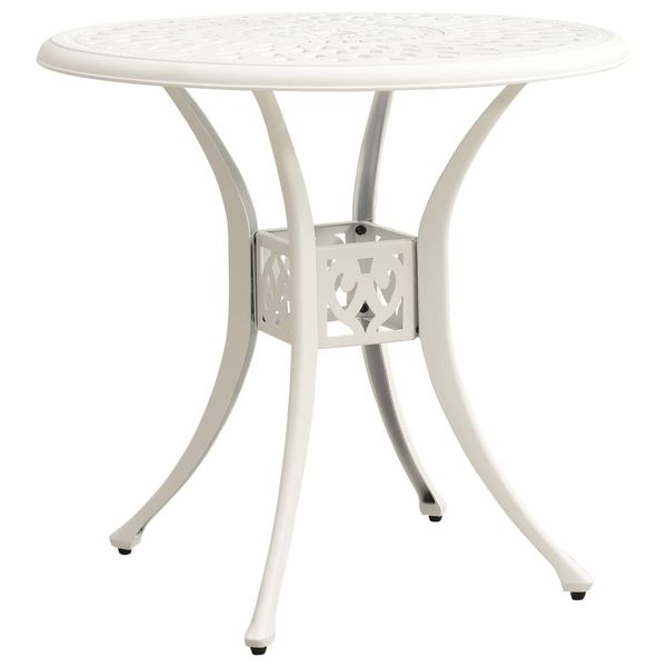 vidaXL Záhradný stôl biely 78x78x72 cm liaty hliník