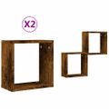 vidaXL Nástenné poličky Cube 2 ks Dub dymový 30x15x30 cm
