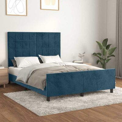 vidaXL Posteľ bez matraca tmavomodrý 140x200 cm zamat