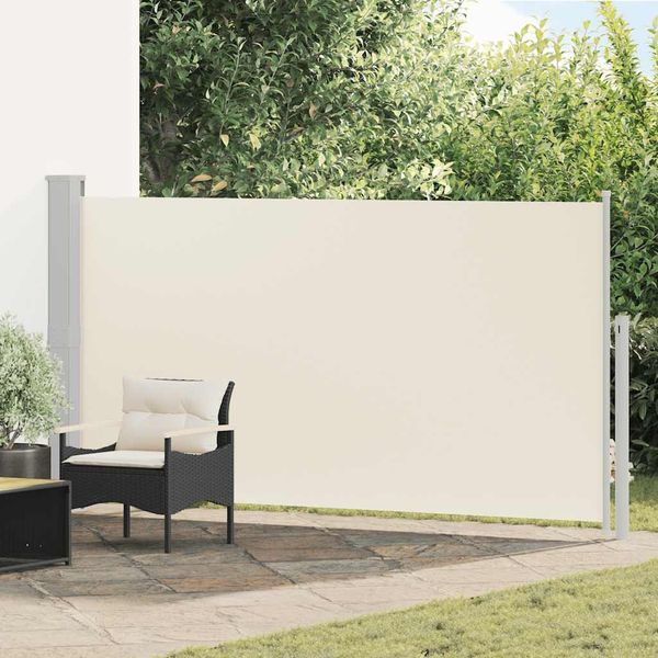vidaXL Zaťahovacia bočná markíza na terasu krémová 170x300 cm