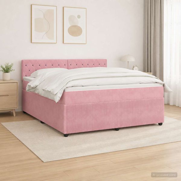 vidaXL Posteľ boxspring s matracom Ružová 180 x 200 cm Zamat