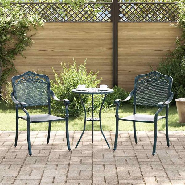 vidaXL Záhradná stolička 2 pcs Zelená 64 x 62 x 93cm Hliník