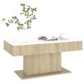 vidaXL Konferenčný stolík biely-dub sonoma 96x50x45cm kompozitné drevo