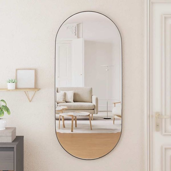 vidaXL Nástenné zrkadlo čierne 45x100 cm oválne