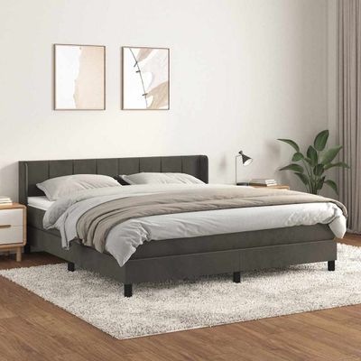 vidaXL Posteľný rám boxspring s matracom tmavosivý 160x200 cm zamat