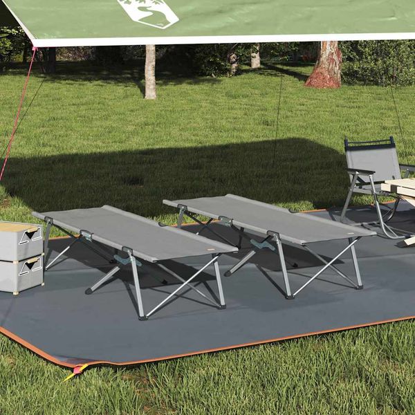 vidaXL Skladacia kempingová posteľ 2 pcs Sivá 194 x 62,5 x 42,5 cm