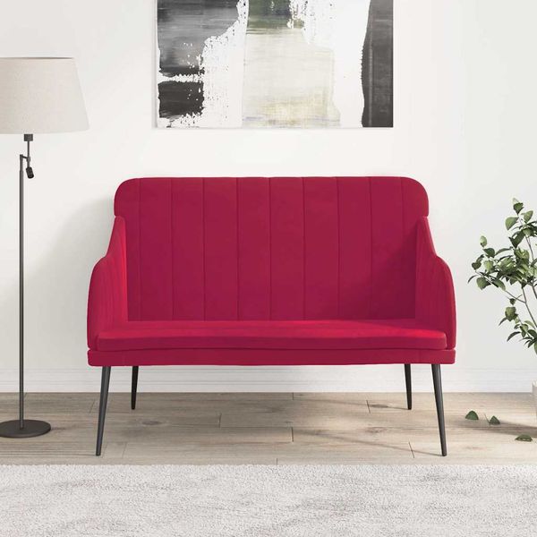 vidaXL Lavička vínovo-červená 110x76x80 cm zamat