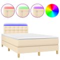 vidaXL Posteľ boxsping s matracom a LED krémová 120x200 cm látka