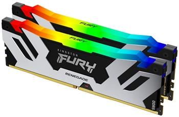 KINGSTON FURY Renegade Silver RGB XMP 96GB DDR5 6400 MT/s / DIMM / CL32 / KIT 2x 48GB Operacní pamet, DDR5, 96GB (2× 48GB kit), 6400MHz, UDIMM, CL32, ECC, XMP, RGB podsvícení