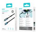 Kábel BWOO USB-C Lightning 1m 27W s LED displejom, pletený, čierny