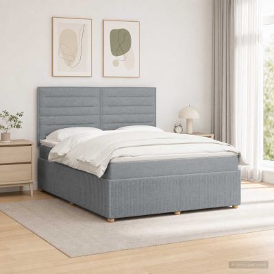 vidaXL LED boxspring posteľ s matracom Svetlosivá 140 x 200 cm Látka