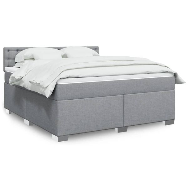 vidaXL Boxspring posteľ s matracom bledosivá 180x200 cm látka