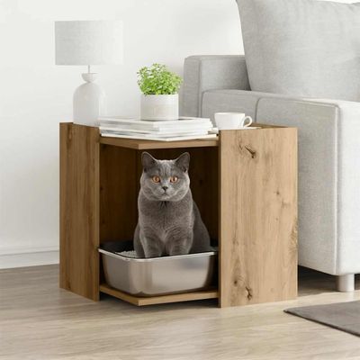 vidaXL Uzavretý box na stelivo dub artisan 53x53x51cm kompozitné drevo