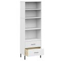 vidaXL Knižnica s 2 zásuvkami biela 60x35x180 cm masívne drevo OSLO
