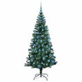 vidaXL Umelý predsvietený vianočný stromček Zelená 180 cm PVC a kov