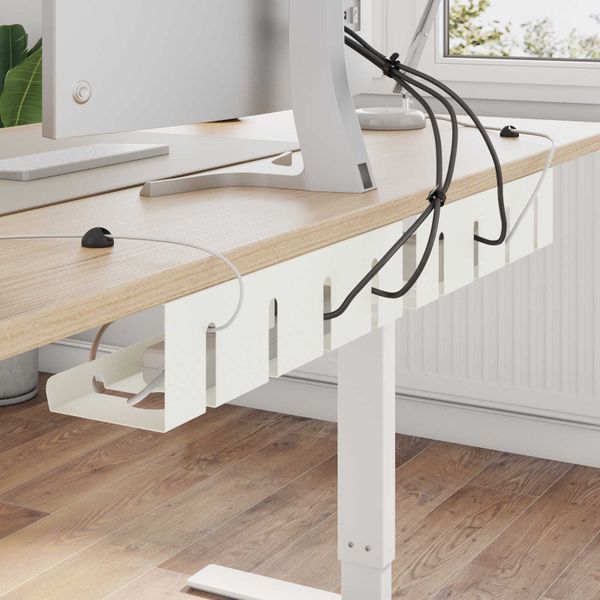 vidaXL Úložný box na káble pod stôl 2 ks Biela 43 x 12 x 10 cm Oceľ