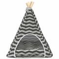 vidaXL Psí teepee s vankúšom Biela a šedá 50 x 50 x 60 cm Polyester