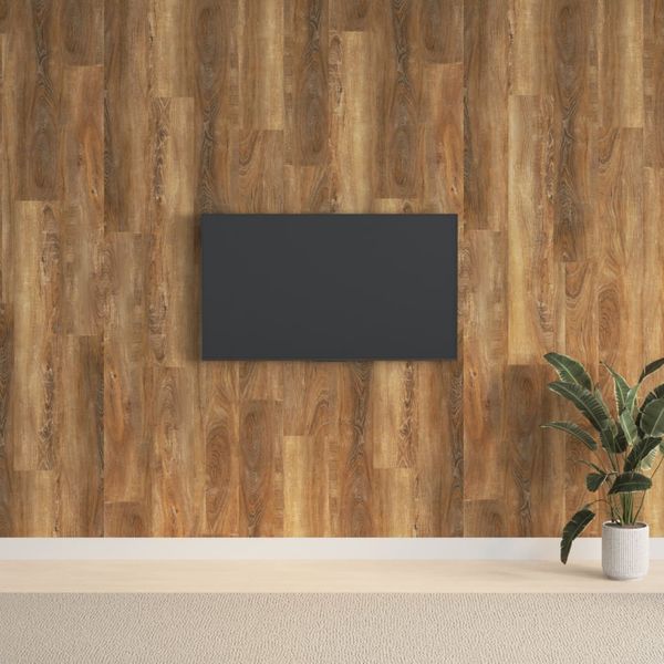 vidaXL Nástenné panely vzhľad dreva hnedé PVC 2,06 m²