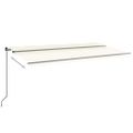 vidaXL Ručne zaťahovacia markíza s LED 600x350 cm krémová