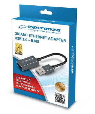 Sieťová karta Esperanza ENA101, adaptér ethernet RJ45 na USB3.0, gigabit
