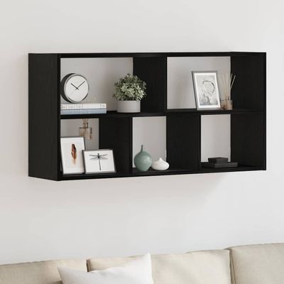 vidaXL Nástenná polica čierna dub 100x25x50 cm kompozitné drevo