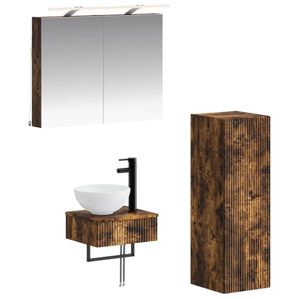 vidaXL Set kabinetov do kúpeľne 4 pcs Dymový dub 40 x 10,5 x 60,5 cm