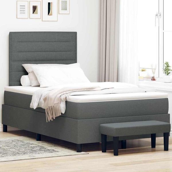 vidaXL Posteľ s pružinovým rámom Tmavo šedá 120 x 190 cm látka