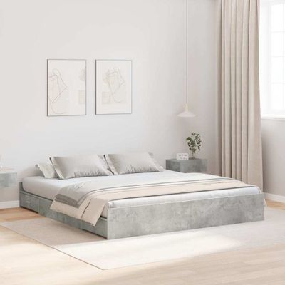 vidaXL Rám postele s úložným prostorem Betónová šedá 200 x 200 cm